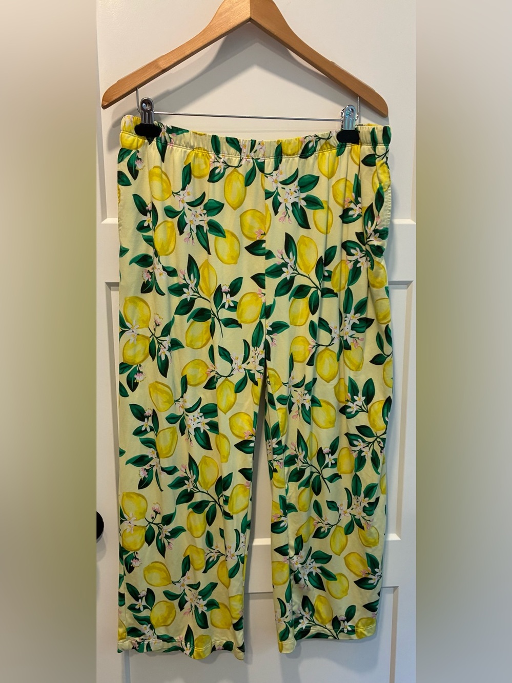 Dapper James Women’s Lemon-Print Wide Leg pajama Pants - Yellow large